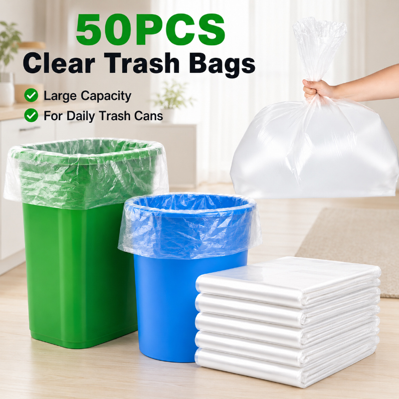 50PCS Clear Trash Bags Large C - огляд і ціна Commercial Kitchen Bin